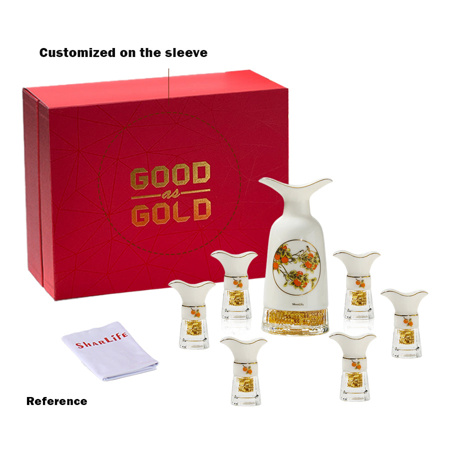 如意金箔陶瓷酒具客製封套禮盒呈現示意圖(參考)