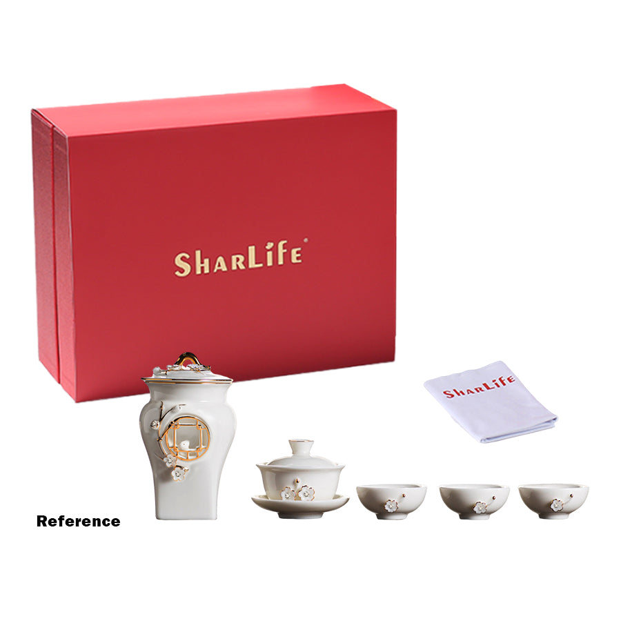 Ceramic Tea Cup Set with Blooming Flower