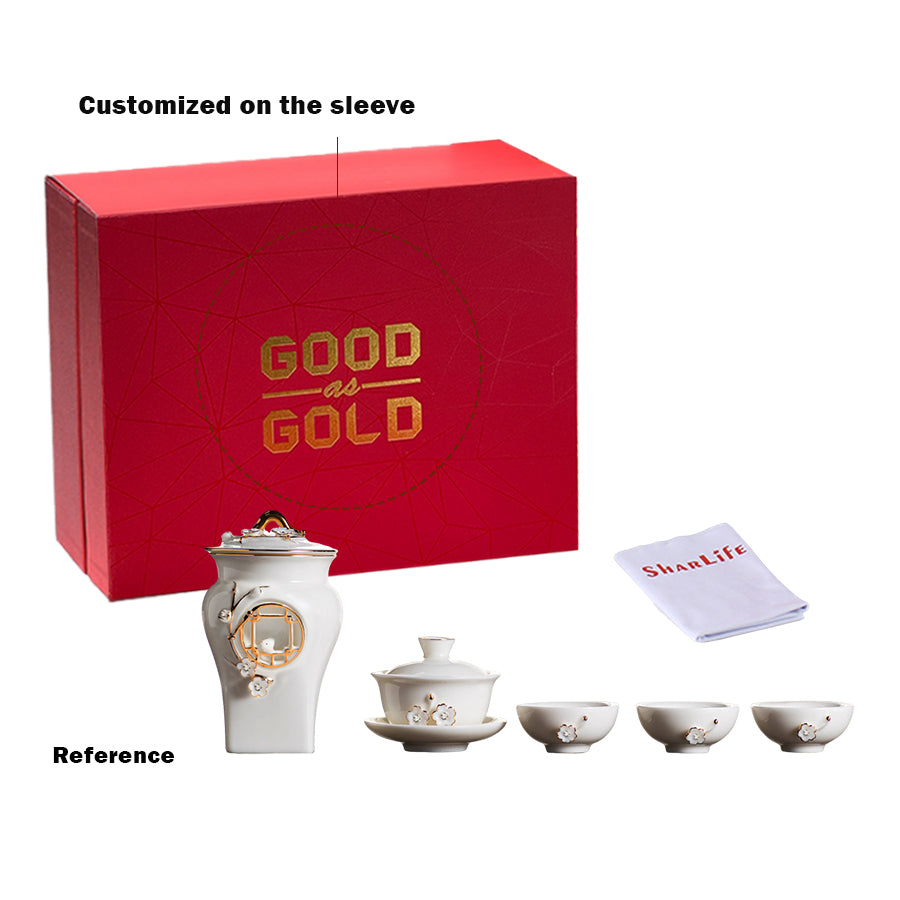 Ceramic Tea Cup Set with Blooming Flower