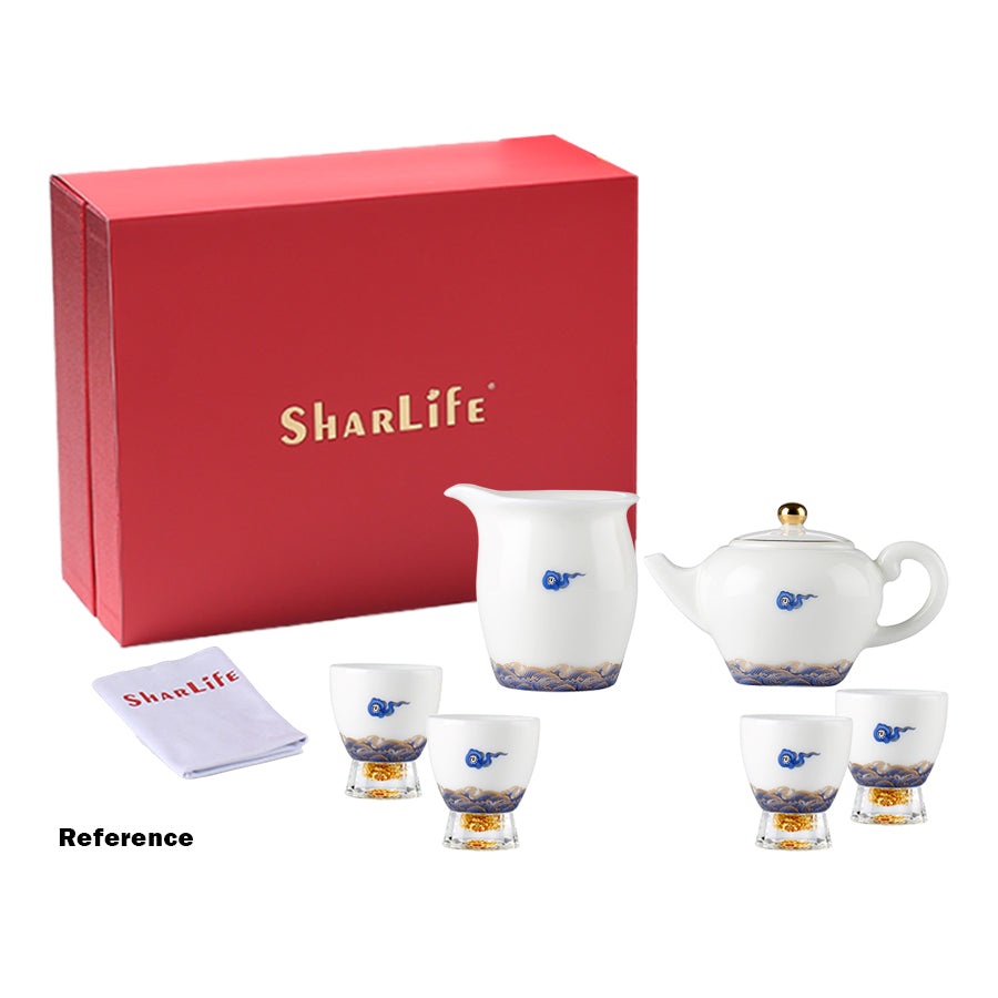 Blue Cloud and Ocean Tea Cups Set