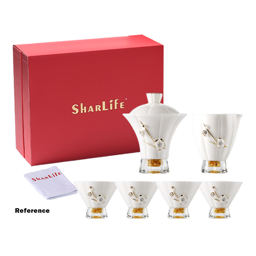 Golden Elegance Cover Bowl and Tea Cups Set