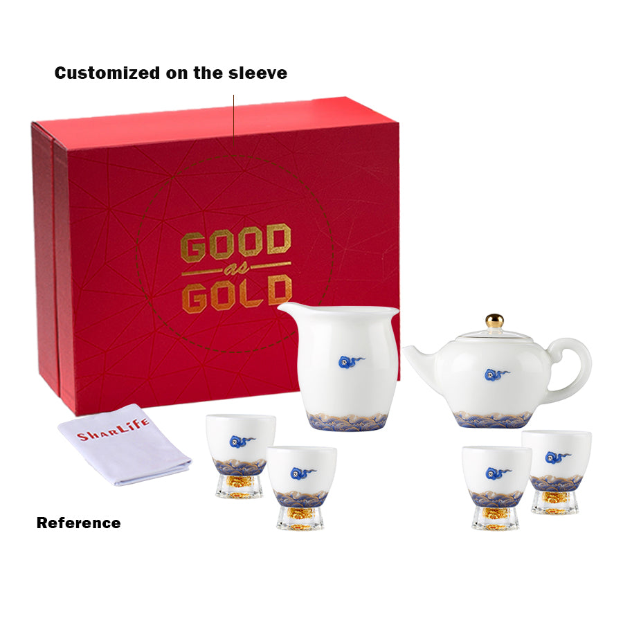Blue Cloud and Ocean Tea Cups Set