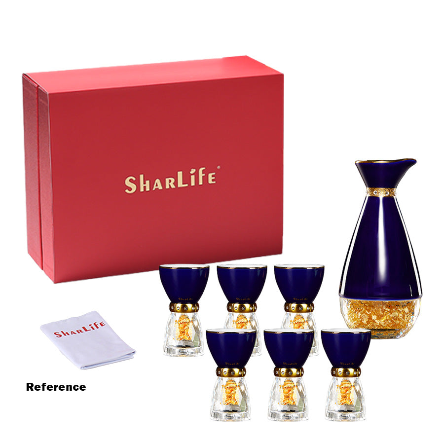 Noble Gold Foil Crystal Shot Glasses Set / Sake Set