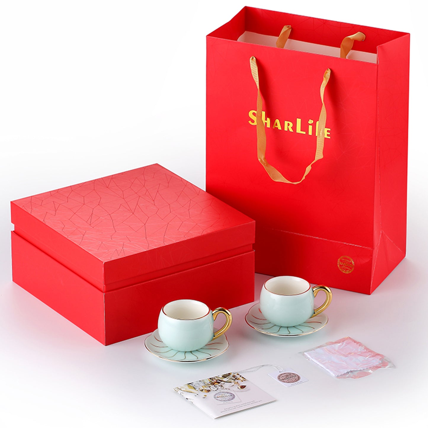 Delightful Coffee Cups with Saucers Set with Spoons