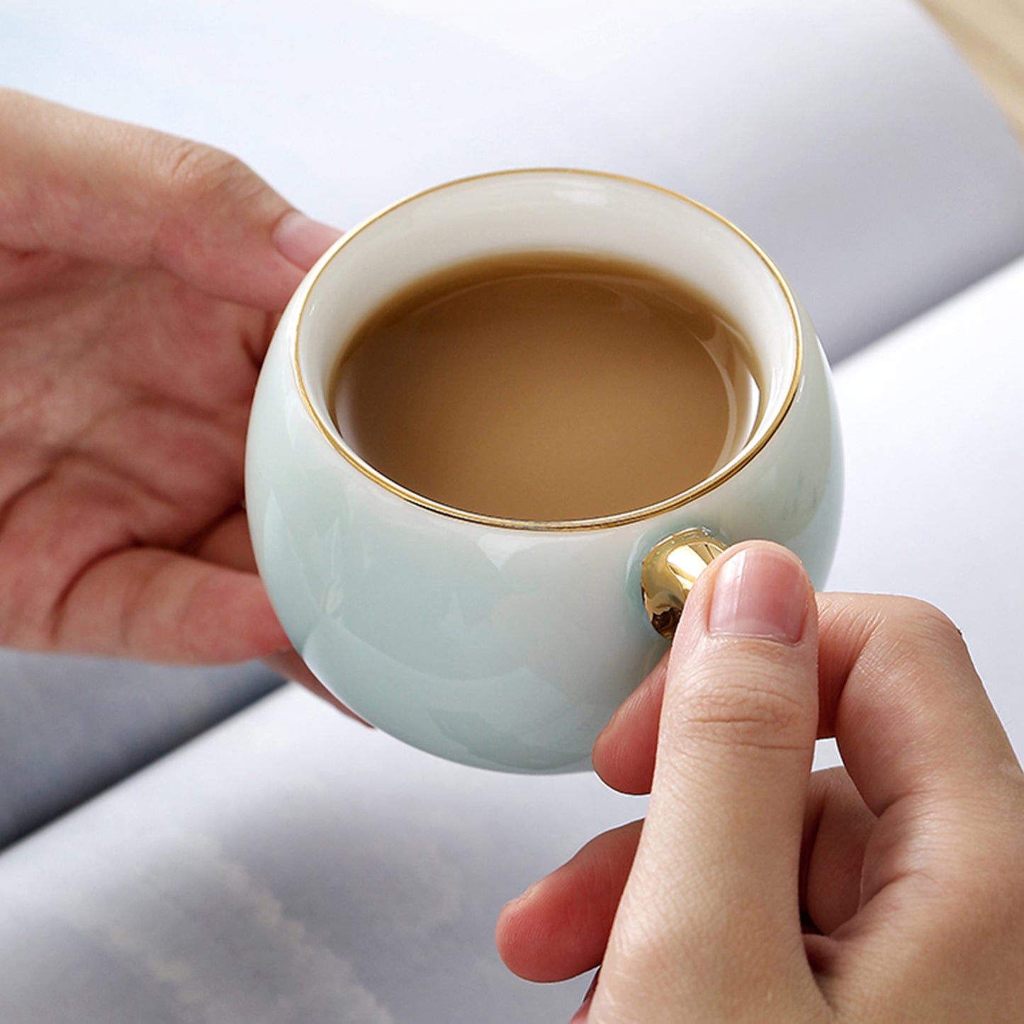 Delightful Coffee Cups with Saucers Set with Spoons