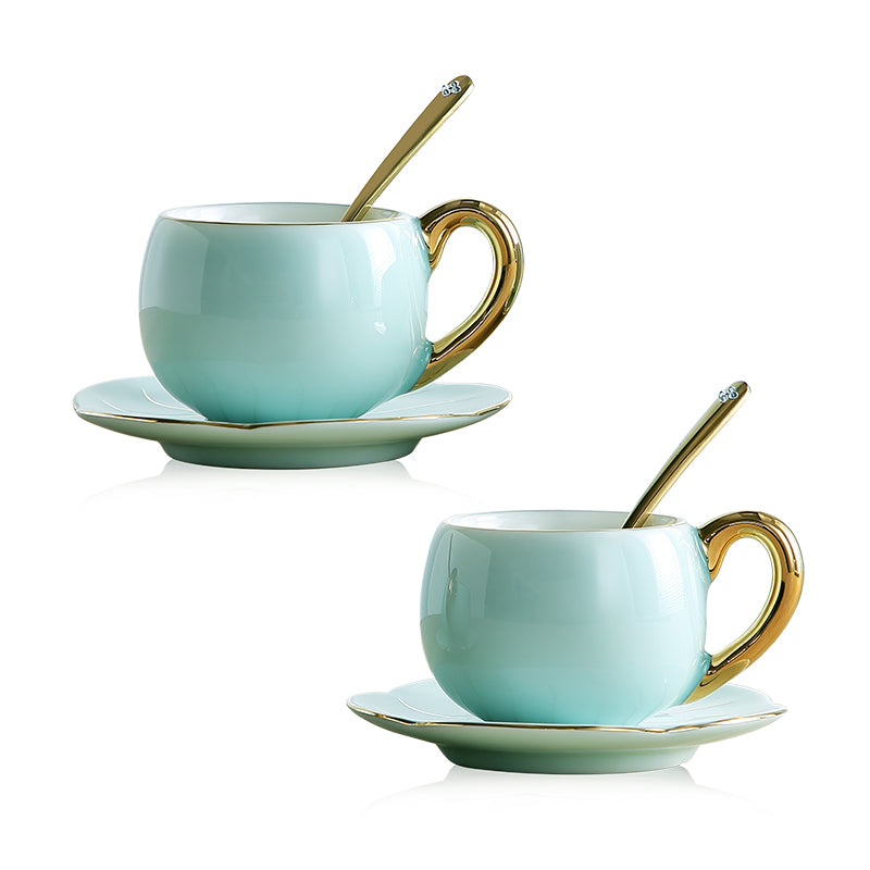 Delightful Coffee Cups with Saucers Set with Spoons
