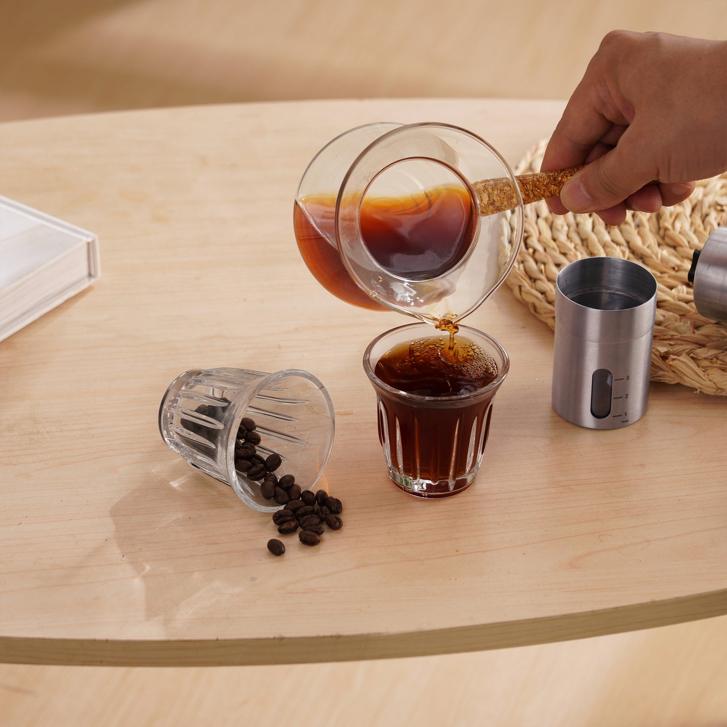 Quality Time Coffee Cups Set with Grinder