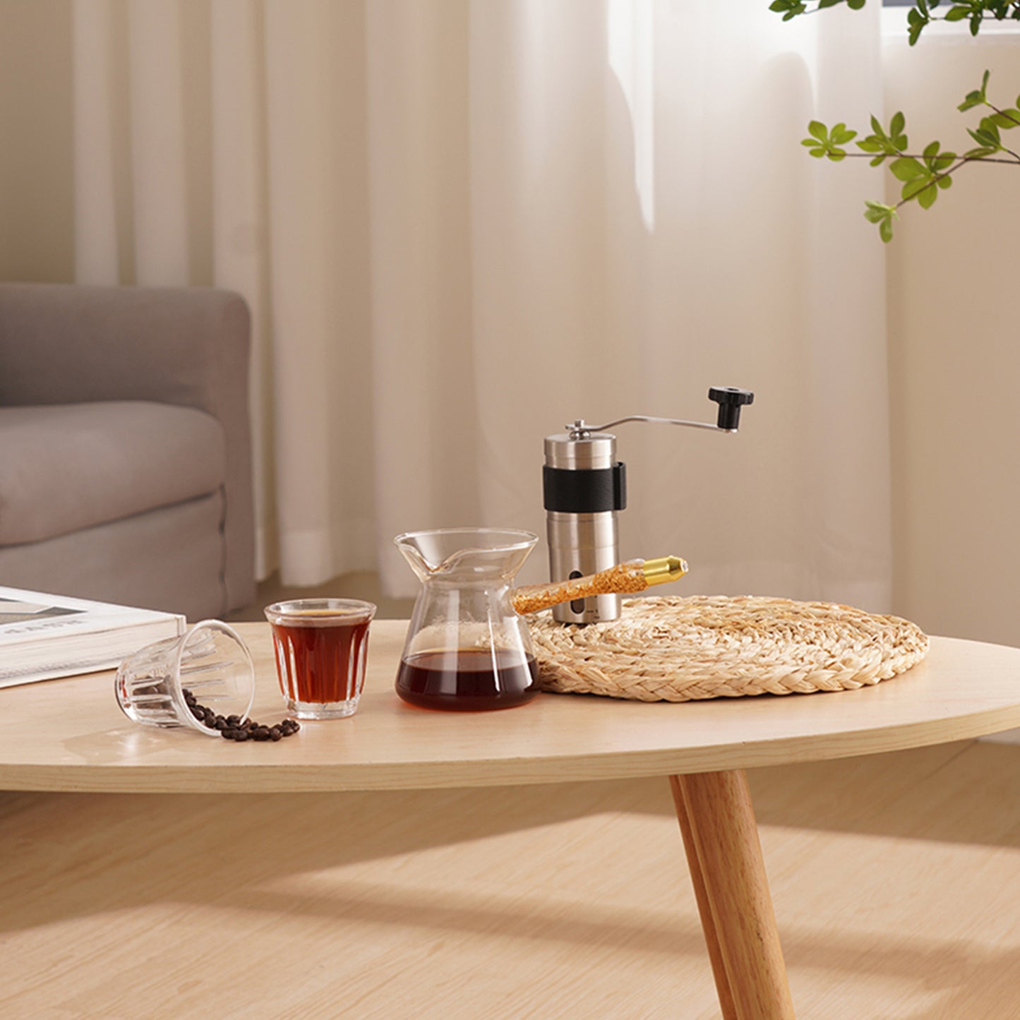 Quality Time Coffee Cups Set with Grinder