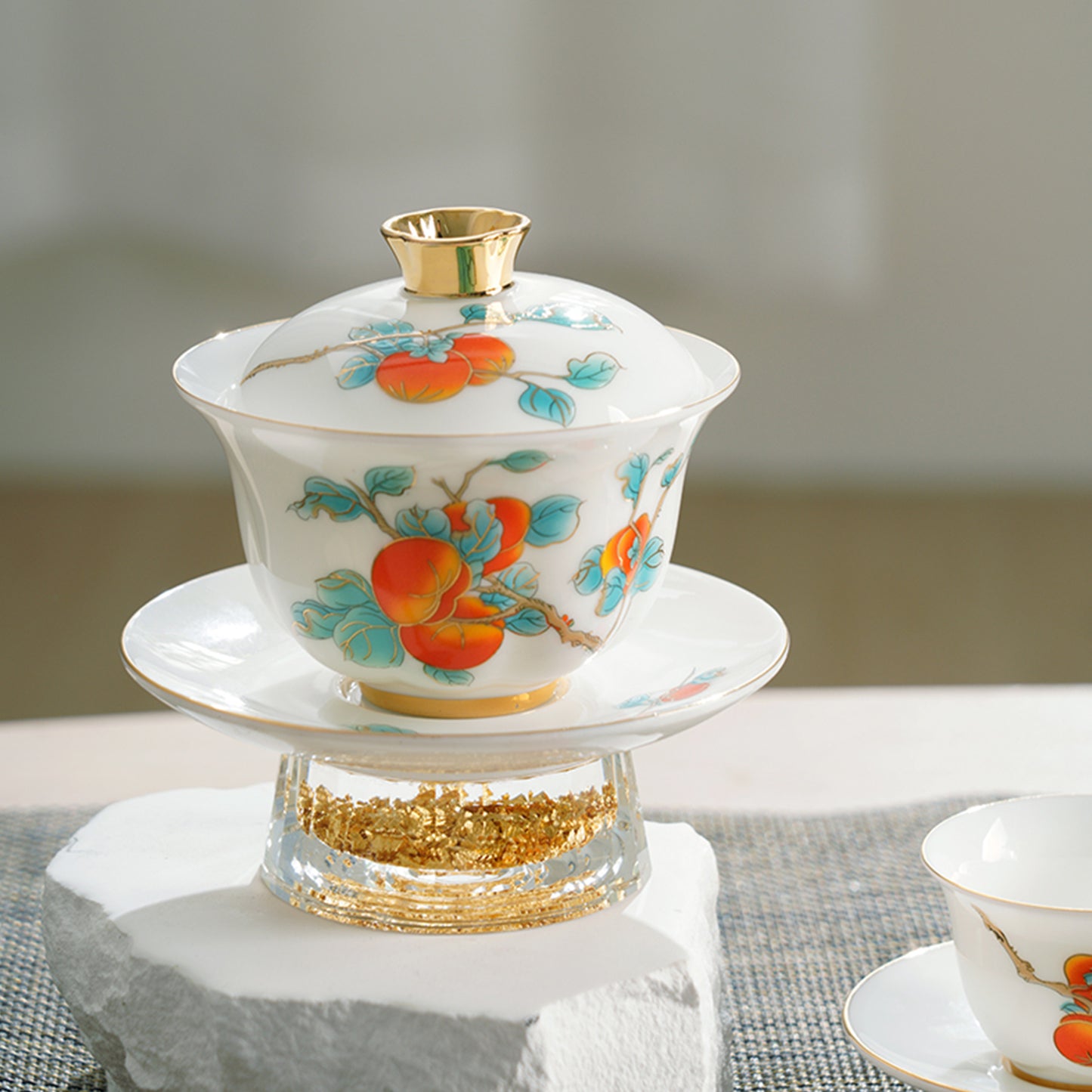 Good Luck Tea Cups Set with Gold Foil