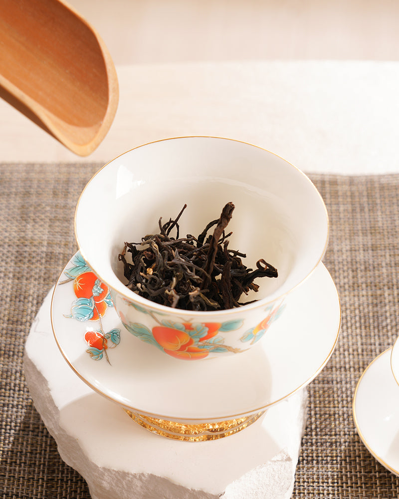 Good Luck Tea Cups Set with Gold Foil
