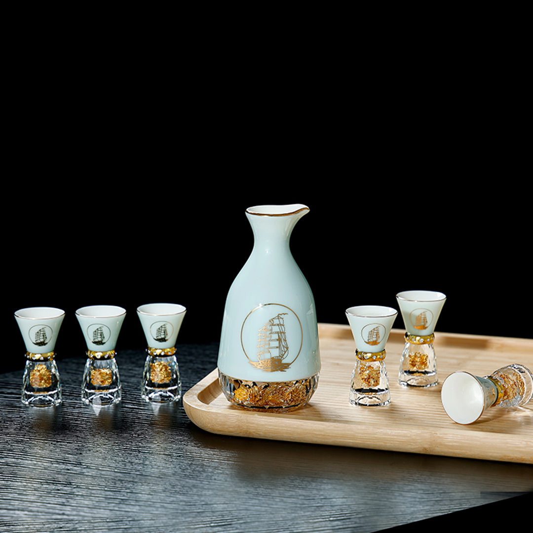 Bon Voyage Gold Foil Shot Glasses Set