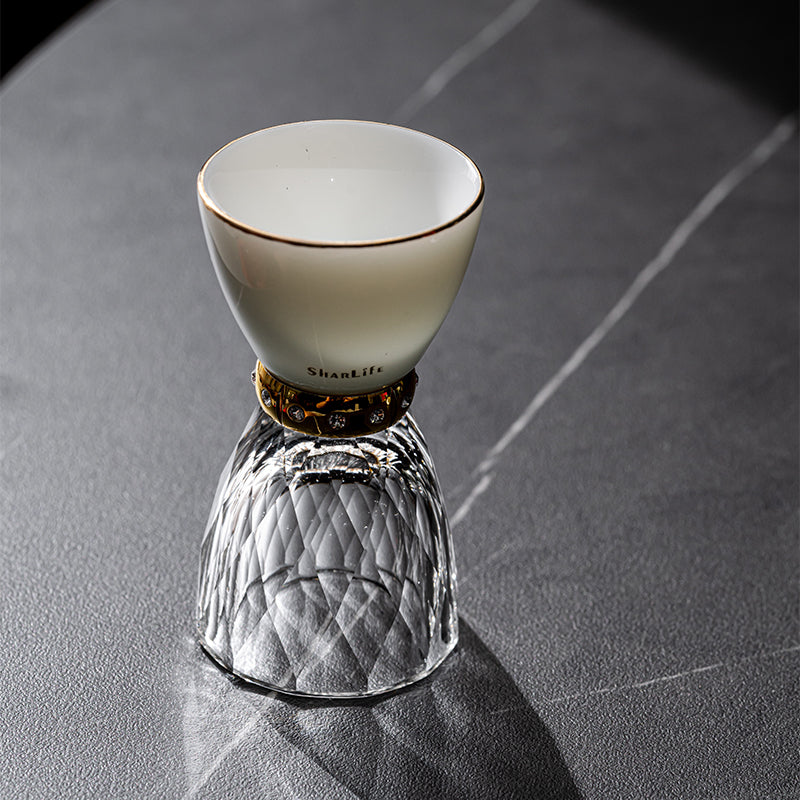 Moonlight Reflection Shot Glasses and Saucers Set