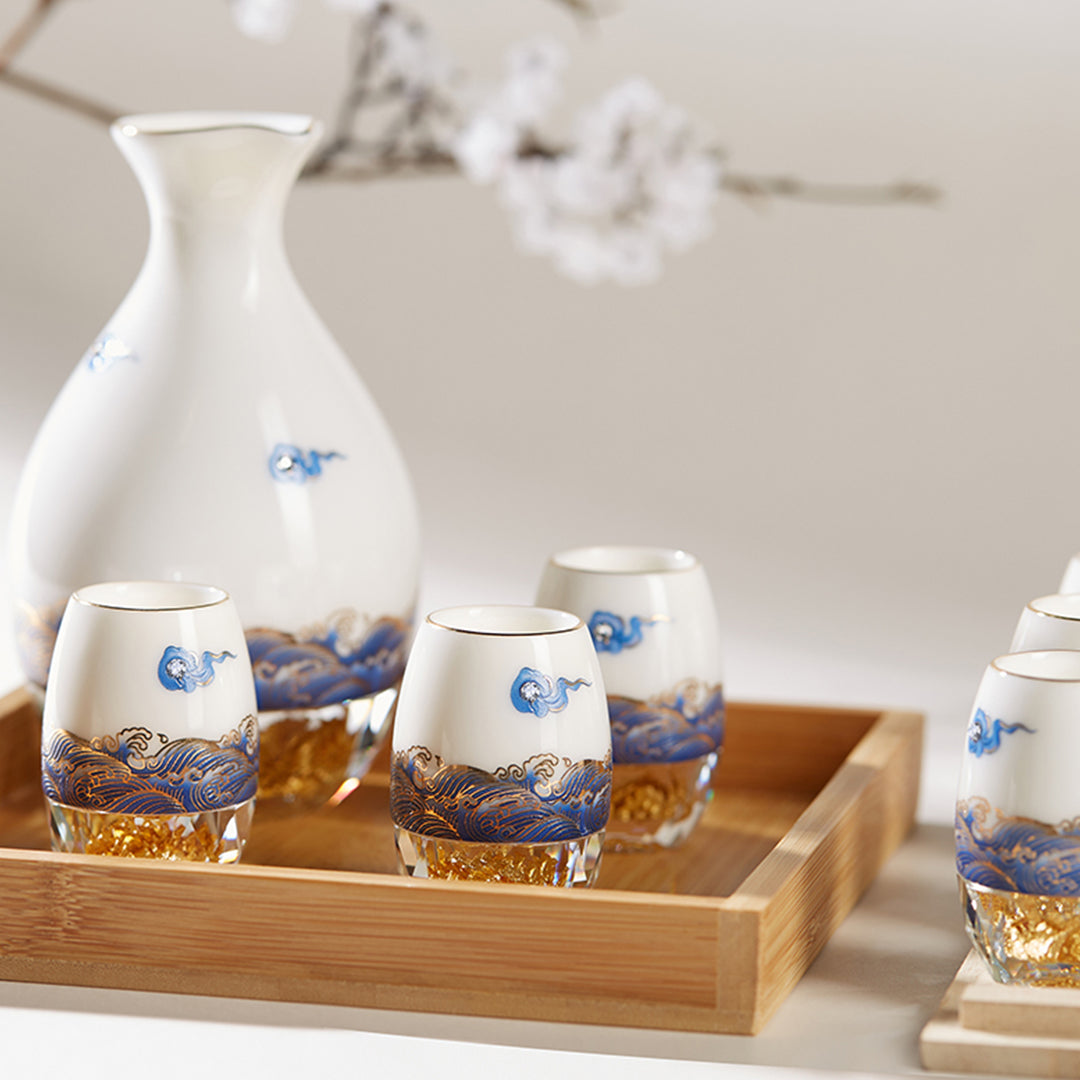 Blue Sky and Ocean Shot Glasses Set