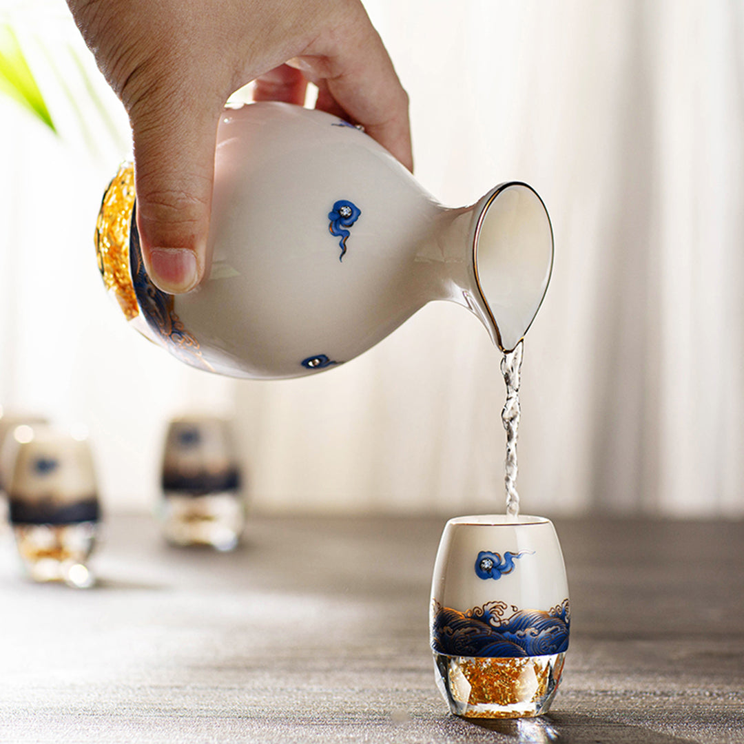 Blue Sky and Ocean Shot Glasses Set