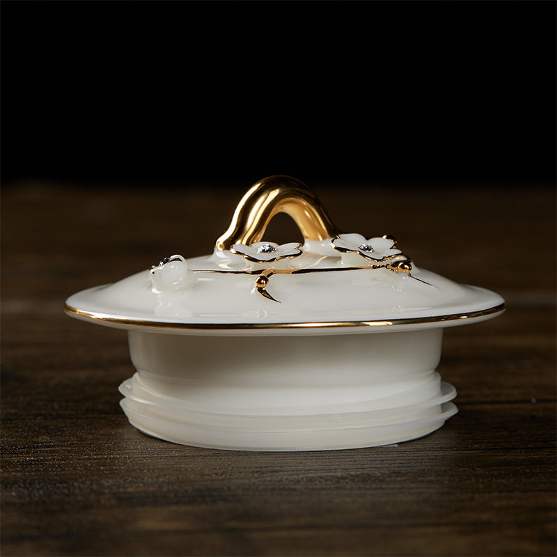 Ceramic Tea Cup Set with Blooming Flower