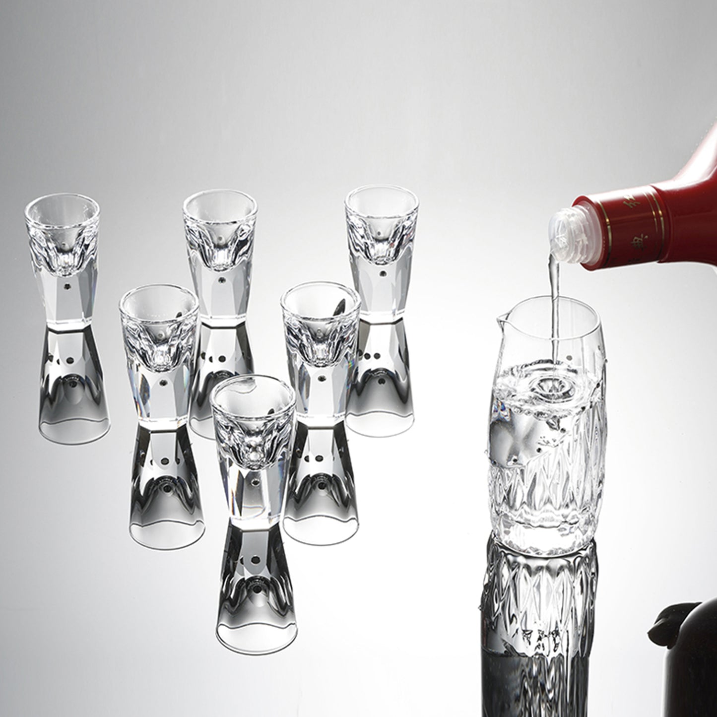 Sun Moon Stars Crystal Shot Glasses Set with Mixing Glass