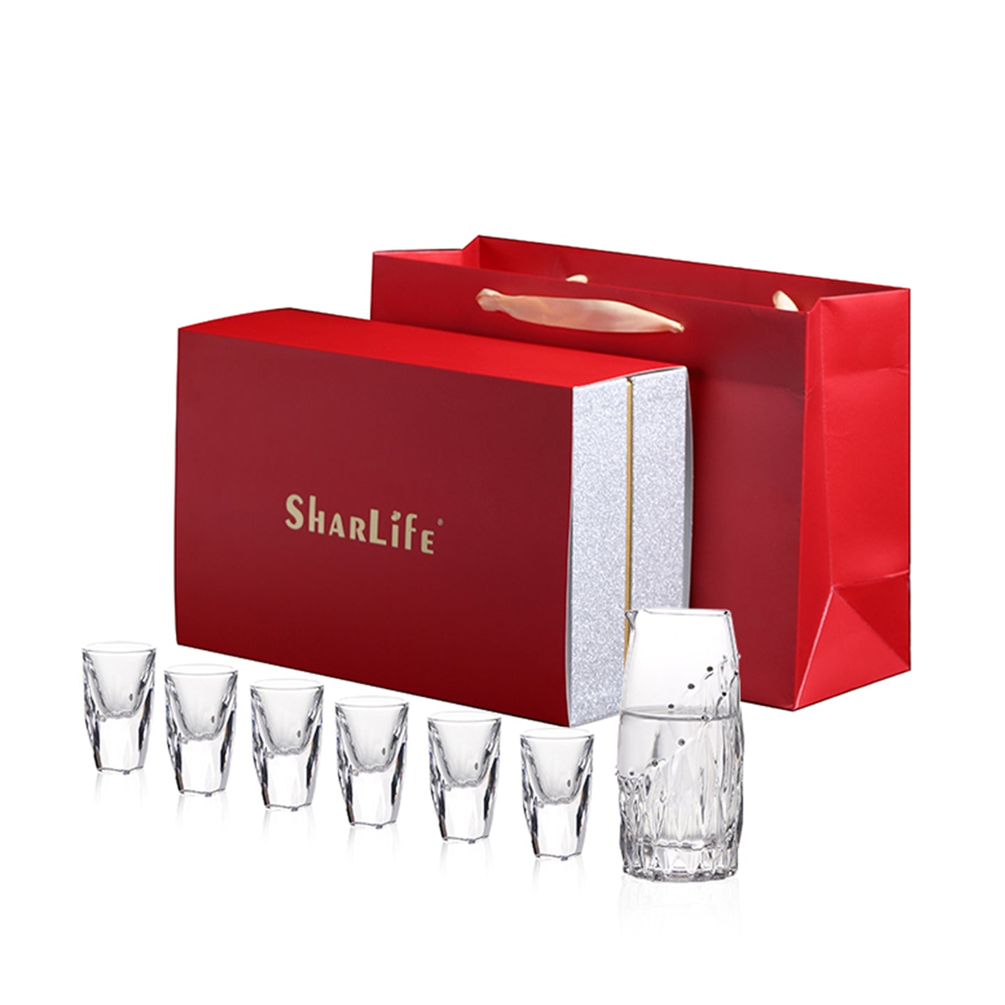 Sun Moon Stars Crystal Shot Glasses Set with Mixing Glass