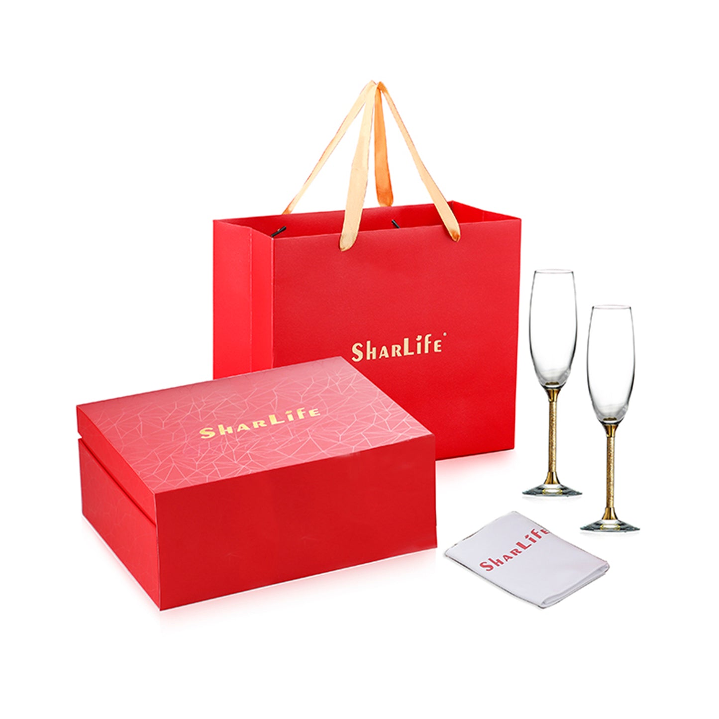 2 Champagne Flutes / Sparkling Wine Glasses