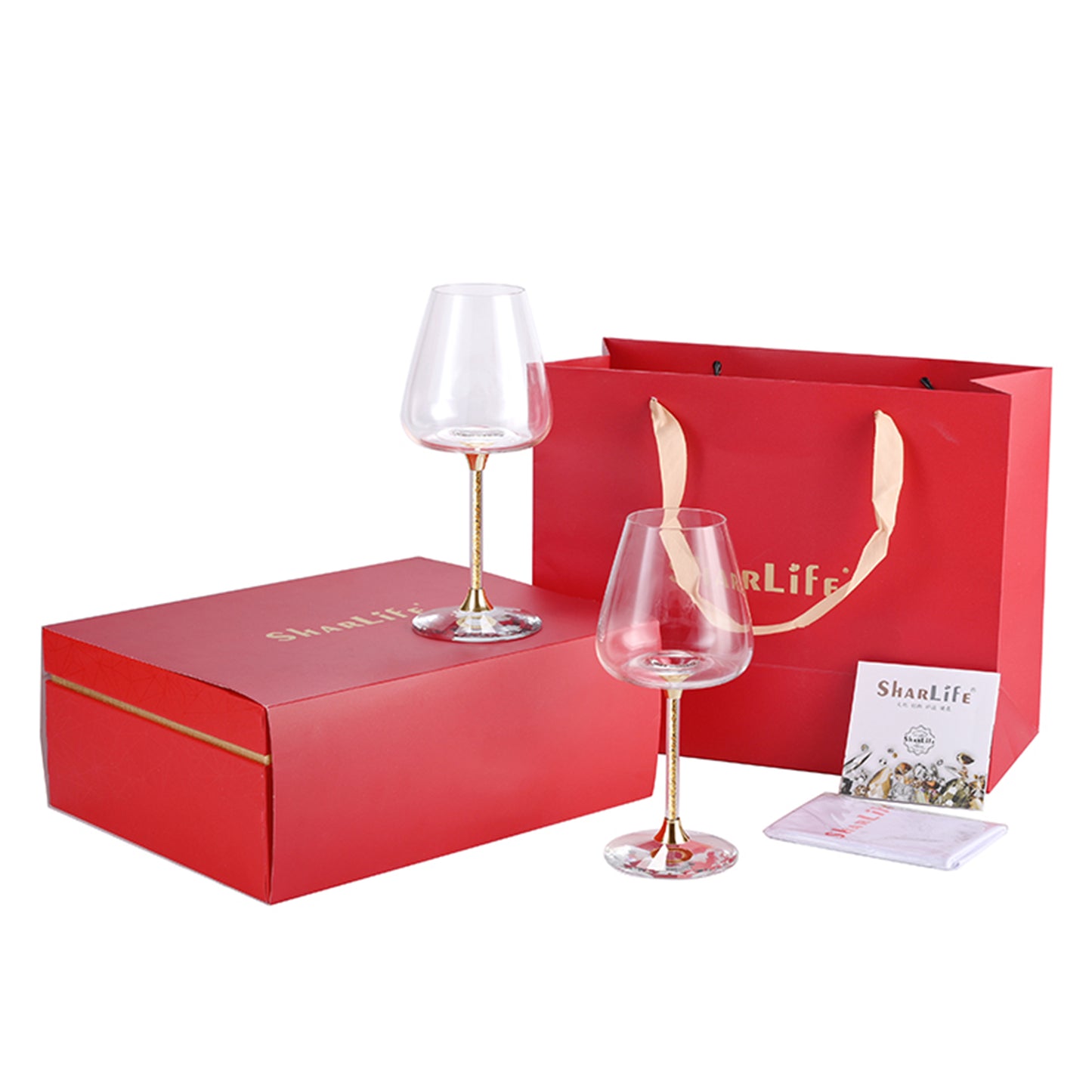 2 Wine Glasses with Apple-shaped Bowls