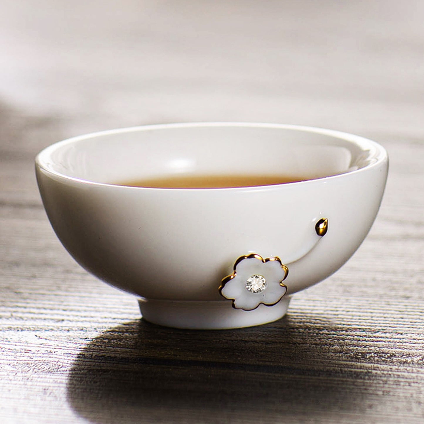 Ceramic Tea Cup Set with Blooming Flower