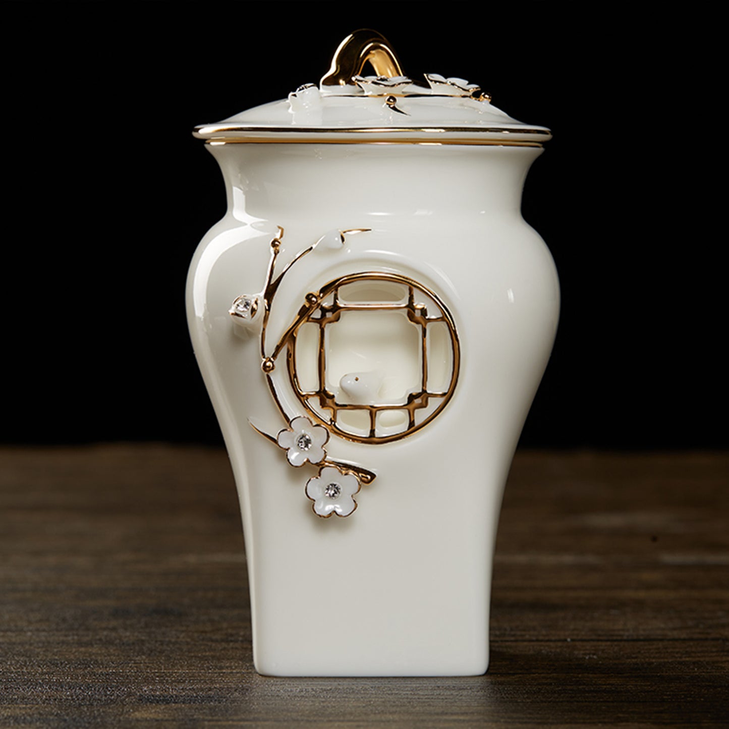 Ceramic Tea Cup Set with Blooming Flower