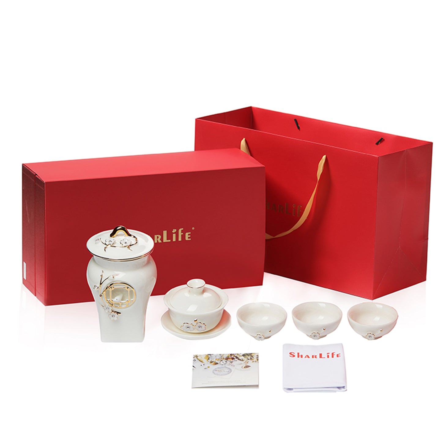 Ceramic Tea Cup Set with Blooming Flower