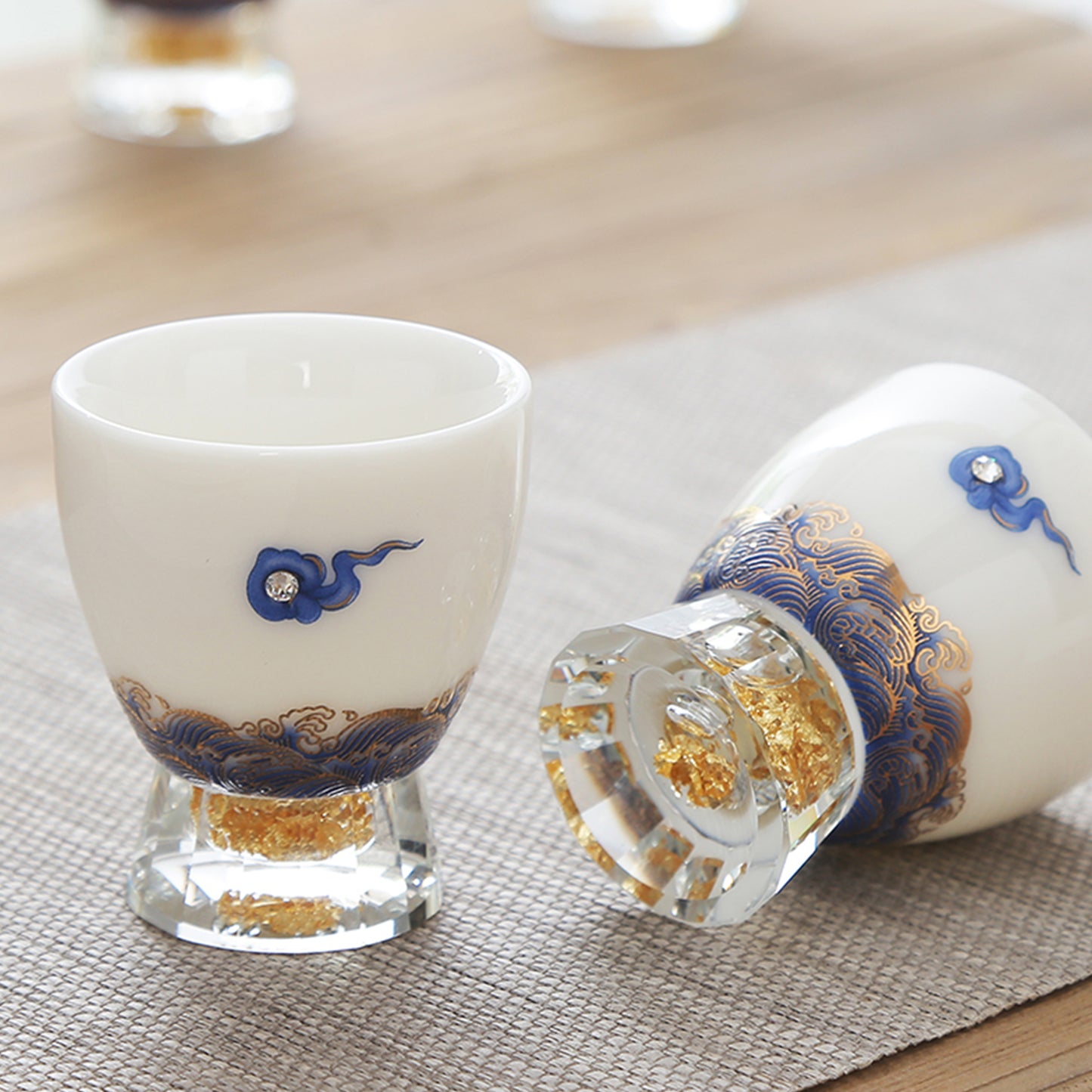 Blue Cloud and Ocean Tea Cups Set