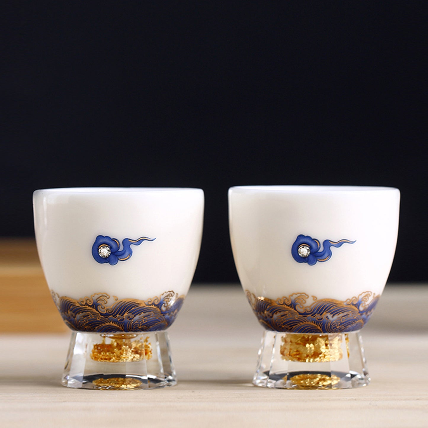 Blue Cloud and Ocean Tea Cups Set