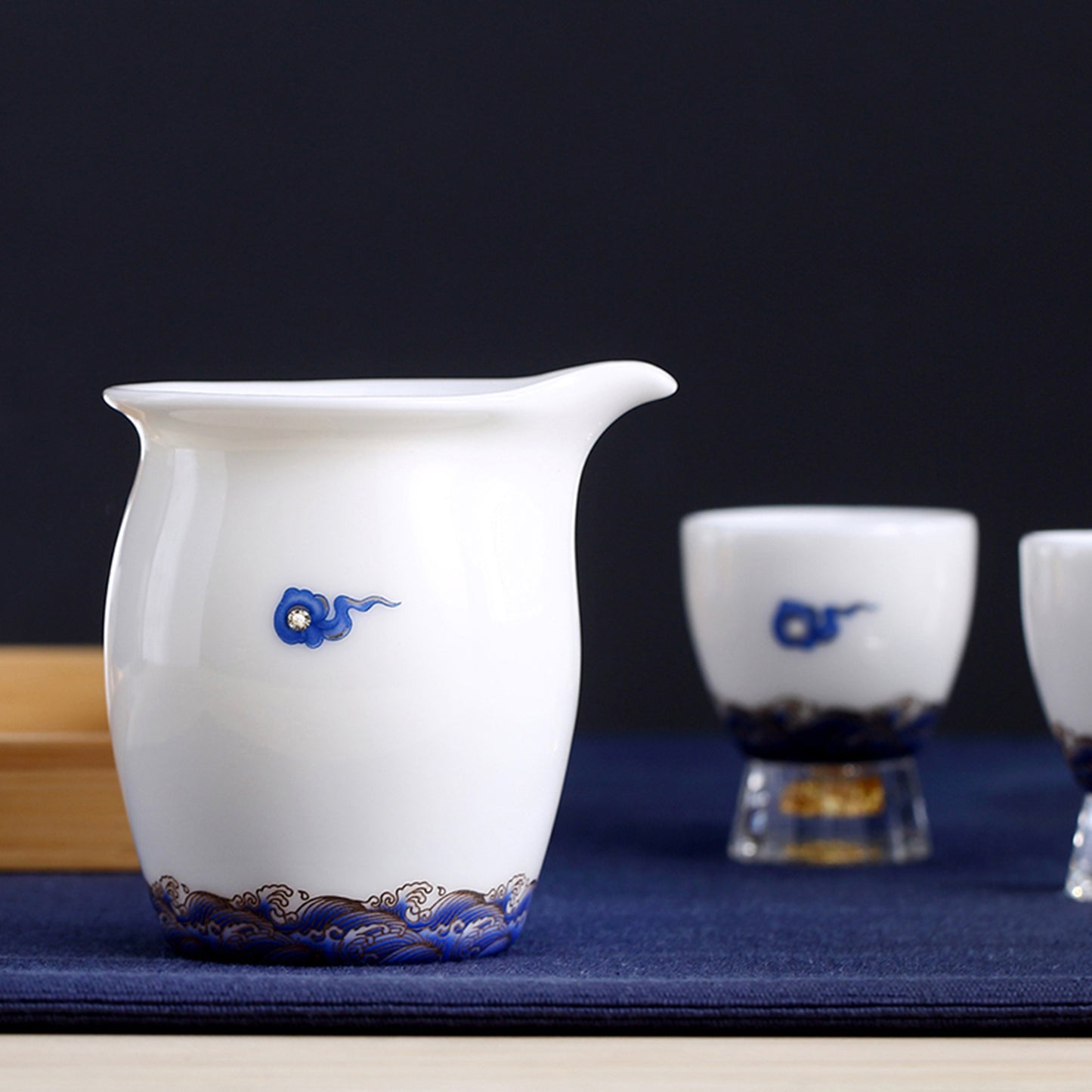 Blue Cloud and Ocean Tea Cups Set