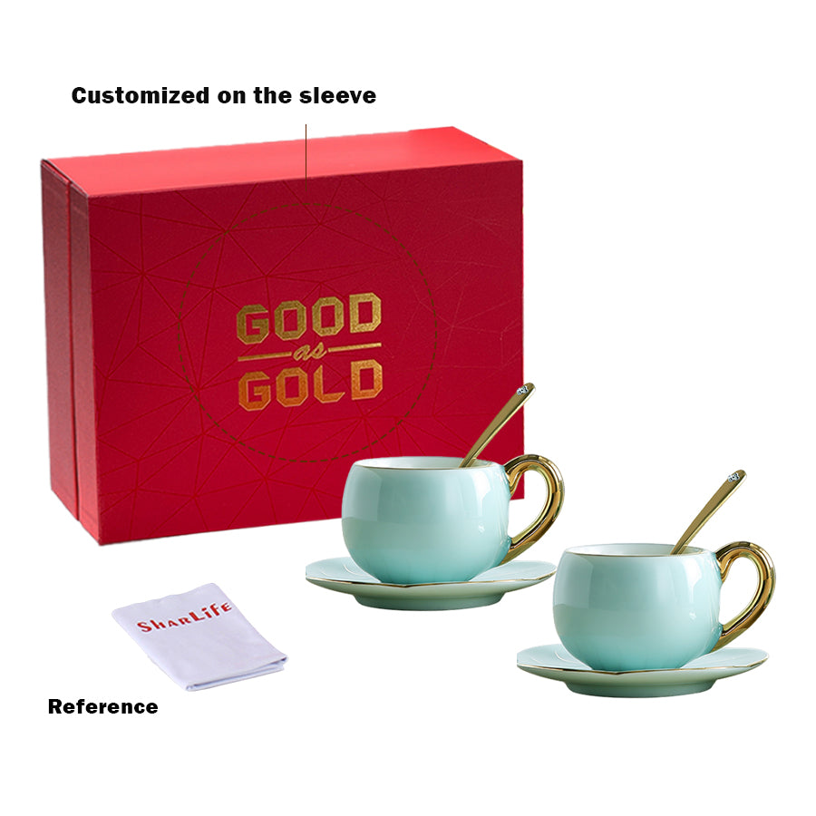 Delightful Coffee Cups with Saucers Set with Spoons