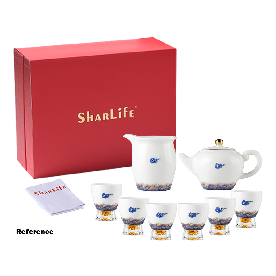 Blue Cloud and Ocean Tea Cups Set