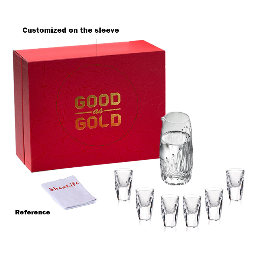 Sun Moon Stars Crystal Shot Glasses Set with Mixing Glass