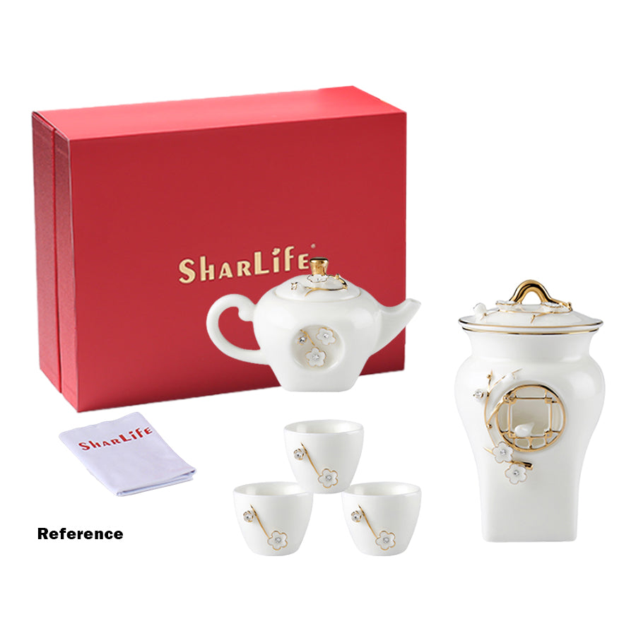 Floral Ceramic Crystal Tea Cups Set