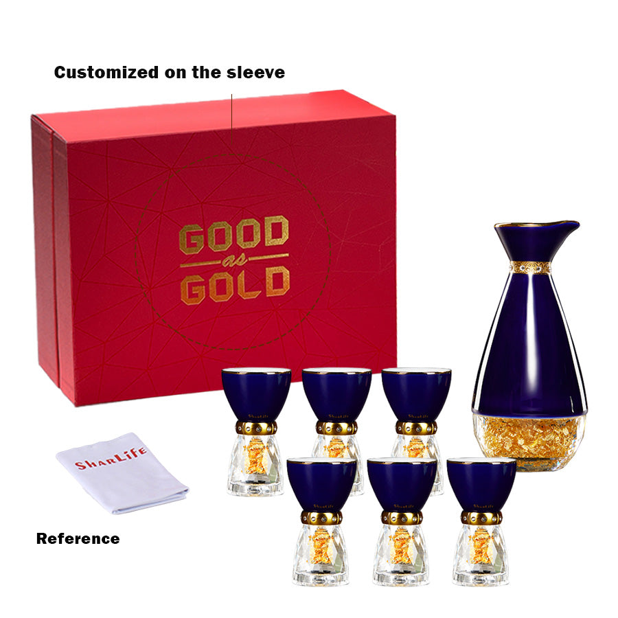Noble Gold Foil Crystal Shot Glasses Set / Sake Set